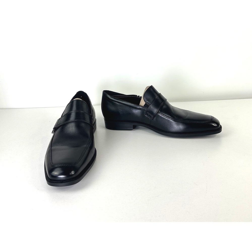 NIB Ecco Edinburgh Black Leather Slip On Buckle Loafers Mens Size EU 43 US 9-9.5
